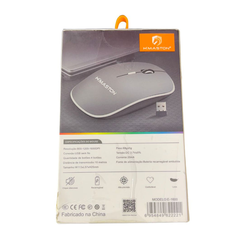 Mouse Silencioso Sem Fio de 2.4 E-1600